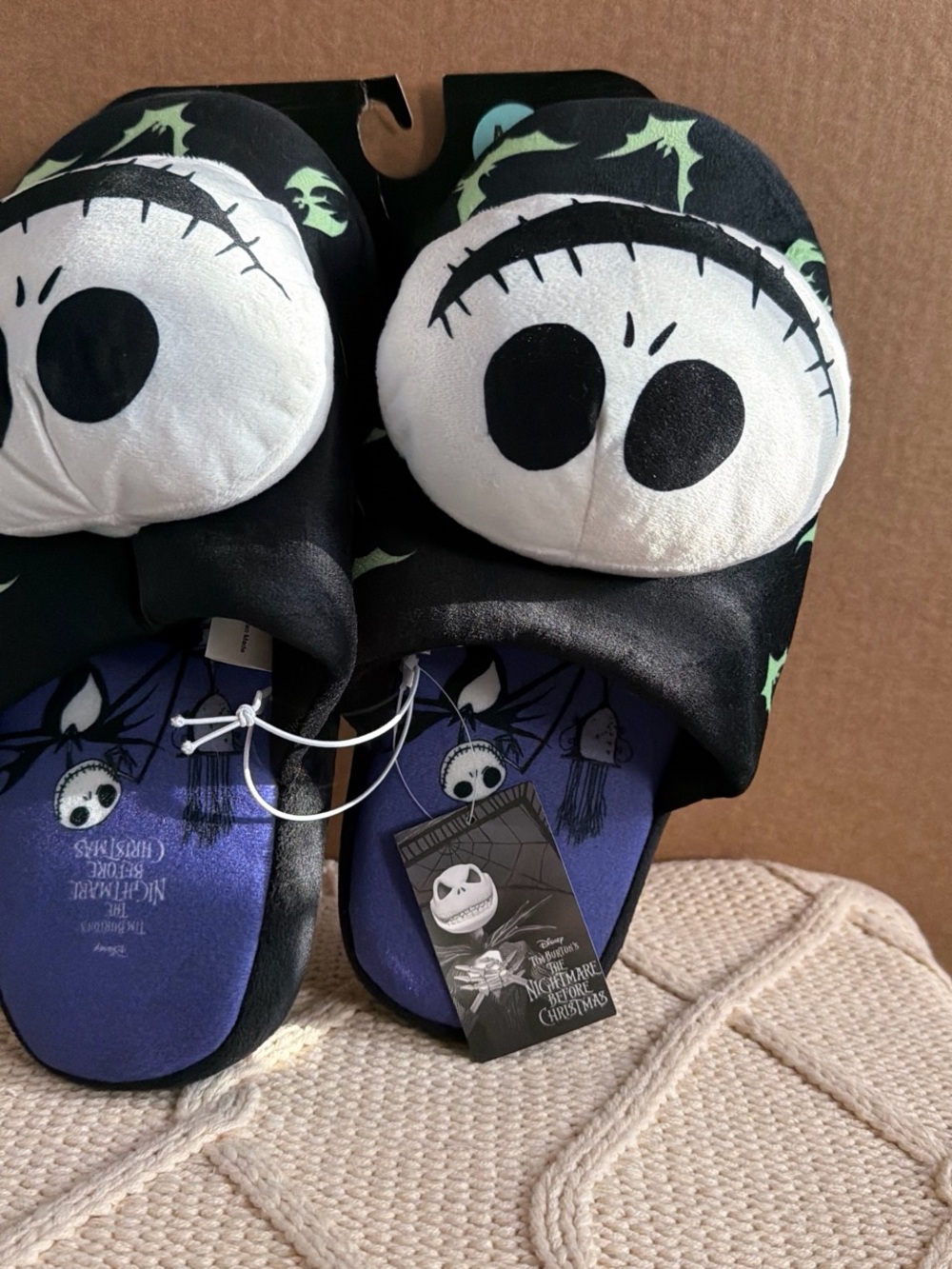 Disney The Nightmare Before Christmas Jack Skellington Black & White Slippers